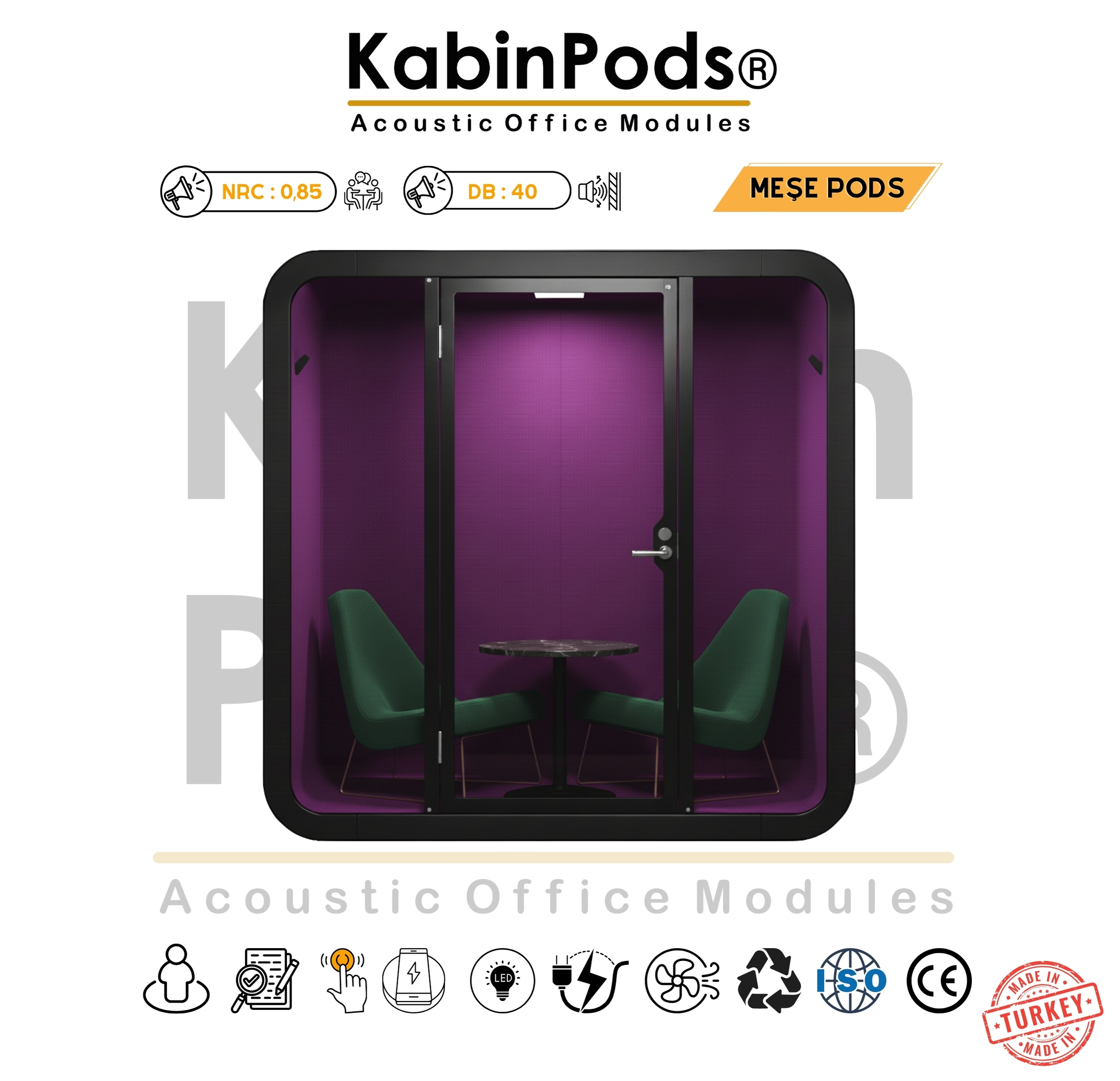 KabinPods akustik kabin teknik görünüm